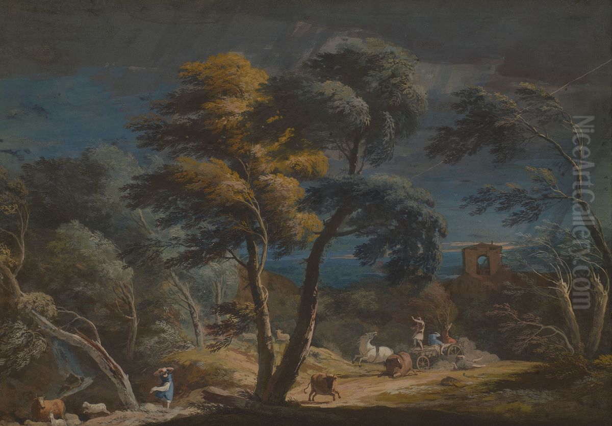 Landscape with a Storm Oil Painting by Marco Ricci