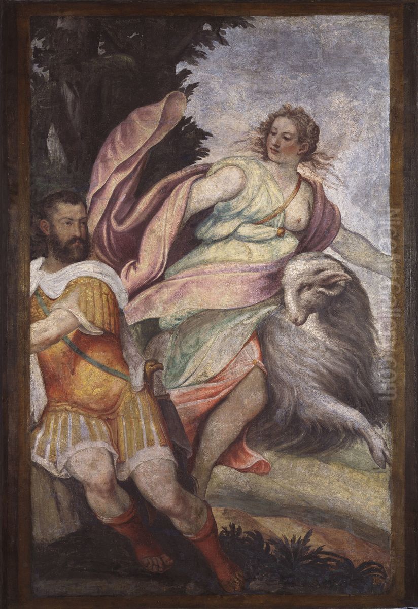 An Allegory (Fortitude and Charity?) Oil Painting by Lattanzio Gambara