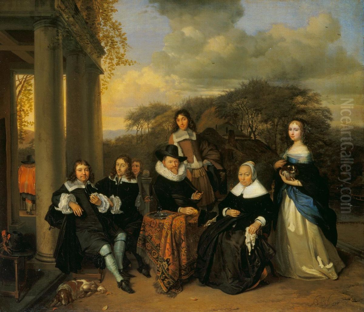 A Family Group Oil Painting by Barend Graat