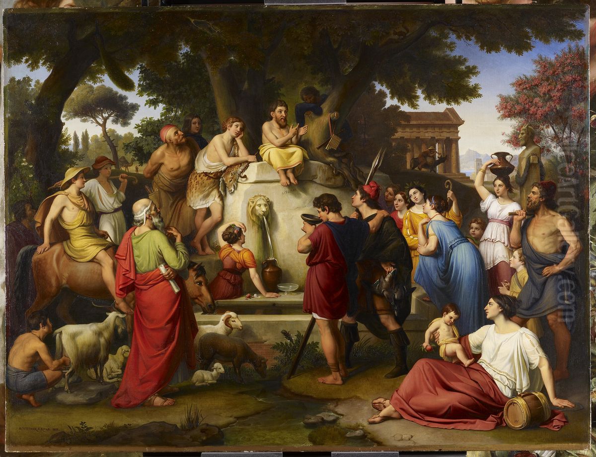 Aesop Oil Painting by Johann Michael Wittmer