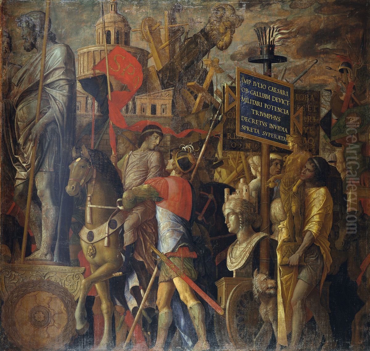 2. The Bearers of Standards and Siege Equipment Oil Painting by Andrea Mantegna