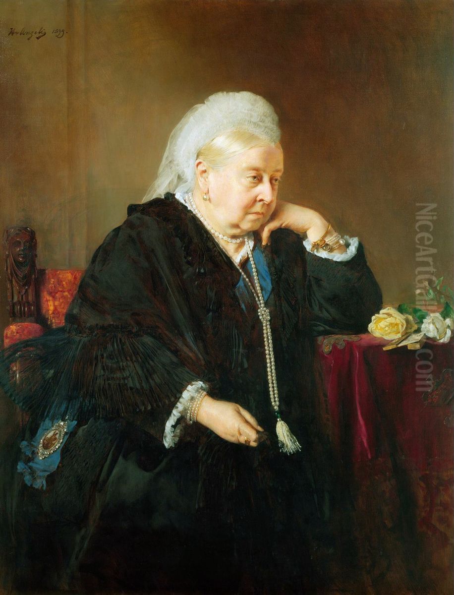 Queen Victoria (1819-1901) Oil Painting by Baron Heinrich von Angeli