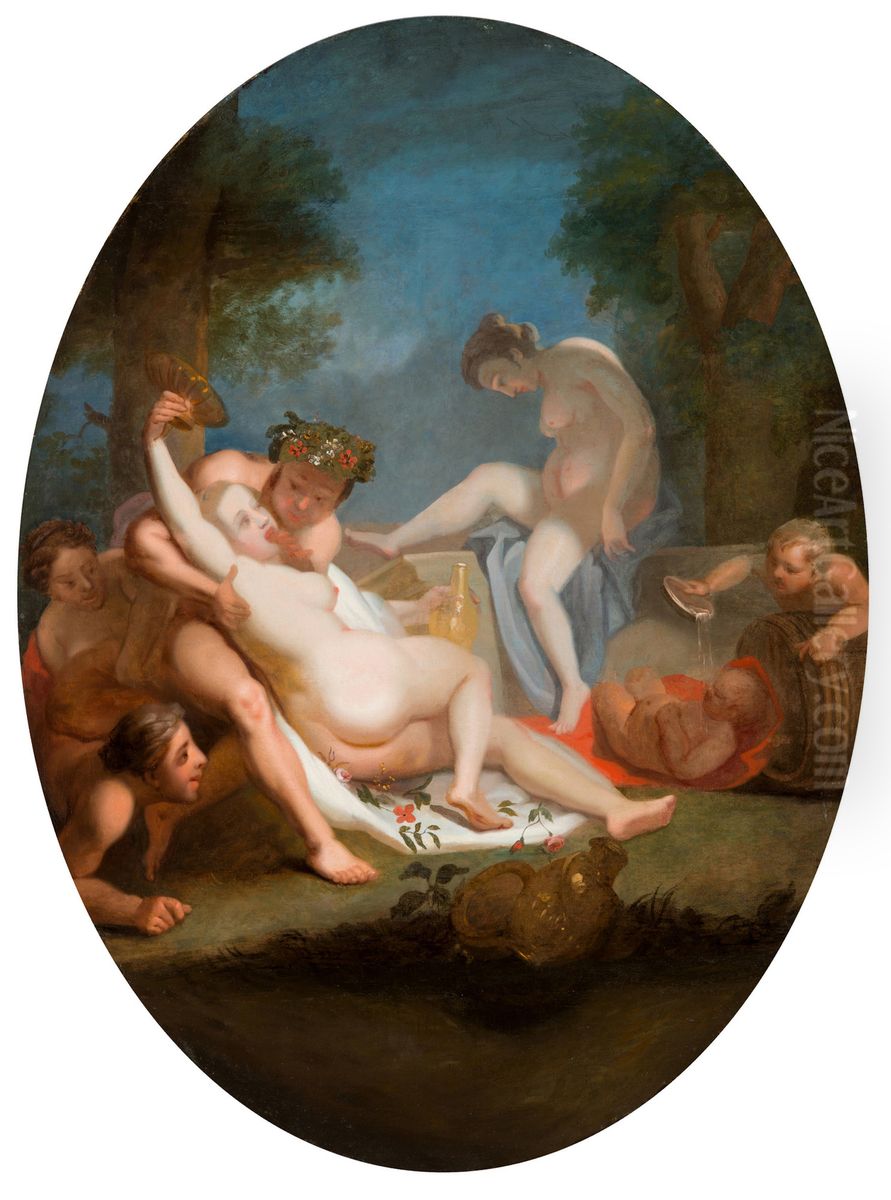 Bathing Scene by a River Oil Painting by Jacob de Wet II