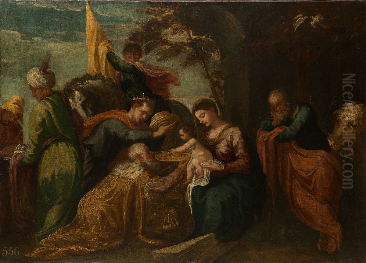 Adoration of the Kings Oil Painting by Andrea Schiavone