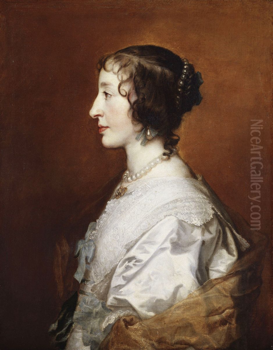 Queen Henrietta Maria (1609-1669) Oil Painting by Sir Anthony Van Dyck