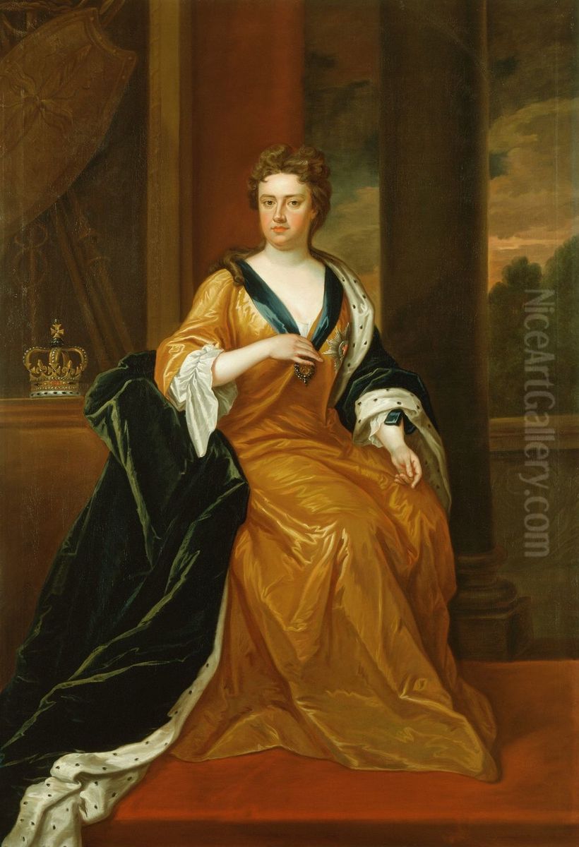 Queen Anne (1665-1714) after Kneller Oil Painting by Charles Jervas