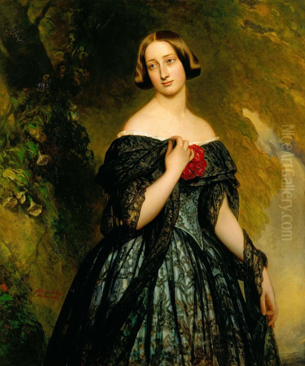 Alexandrine, Duchess of Saxe-Coburg-Gotha (1820-1904) Oil Painting by Franz Xavier Winterhalter