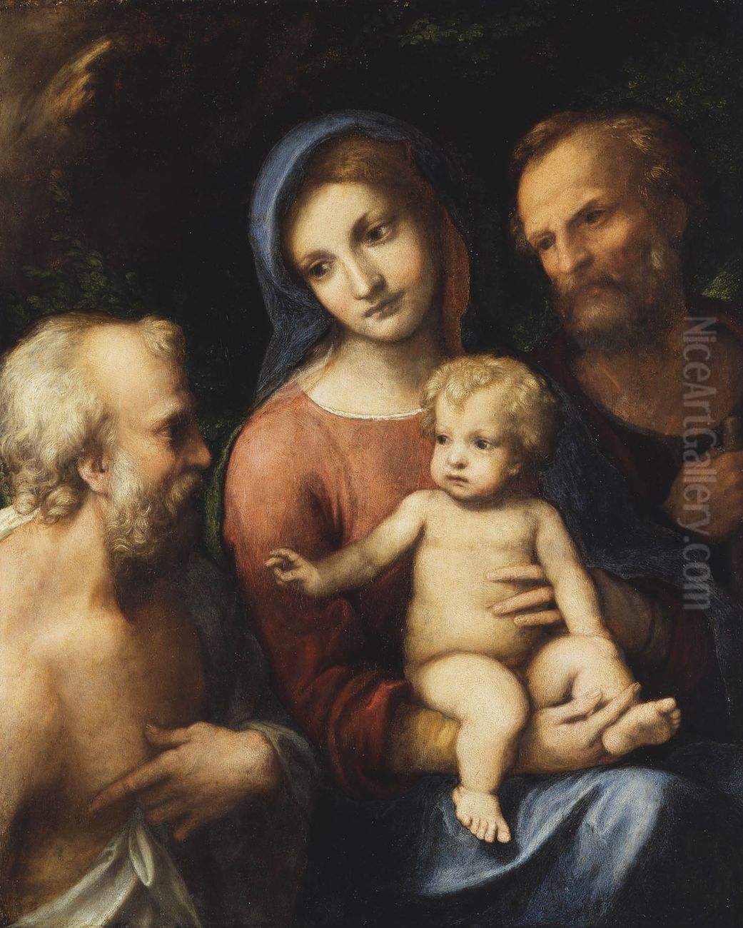 The Holy Family with Saint Jerome Oil Painting by Antonio da Correggio