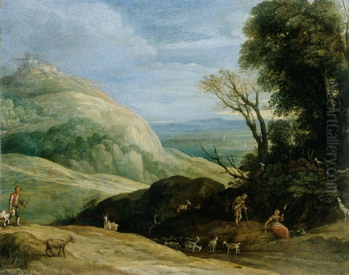 A Landscape with Goatherds Oil Painting by Paul Bril
