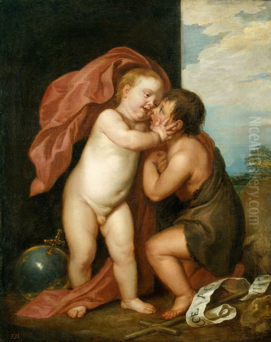 The Infant Christ and St John the Baptist Oil Painting by Sir Anthony Van Dyck