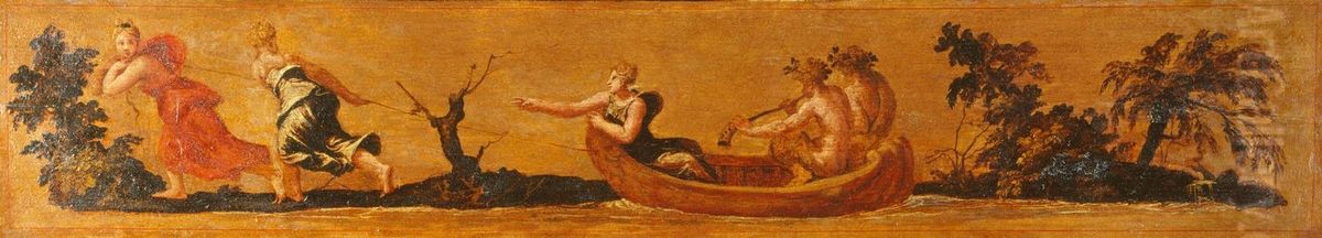 A Boating Party Oil Painting by Polidoro Da Caravaggio (Caldara)