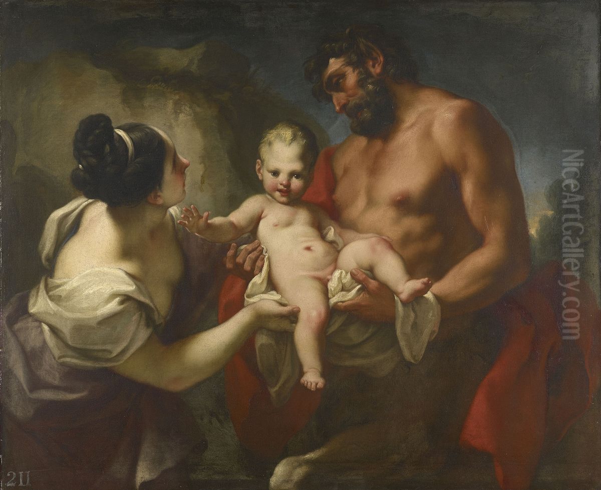 The Centaur Chiron Receiving the Infant Achilles Oil Painting by Antonio Balestra