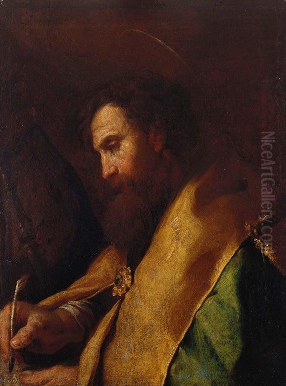 A Bishop Saint writing Oil Painting by Domenico Fetti