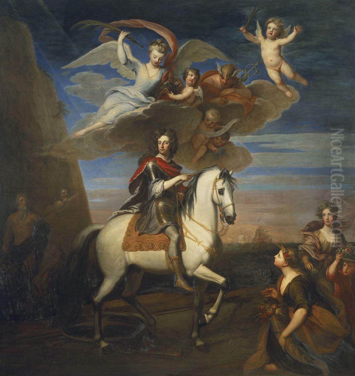 William III (1650-1702) on horseback Oil Painting by Godfrey Kneller