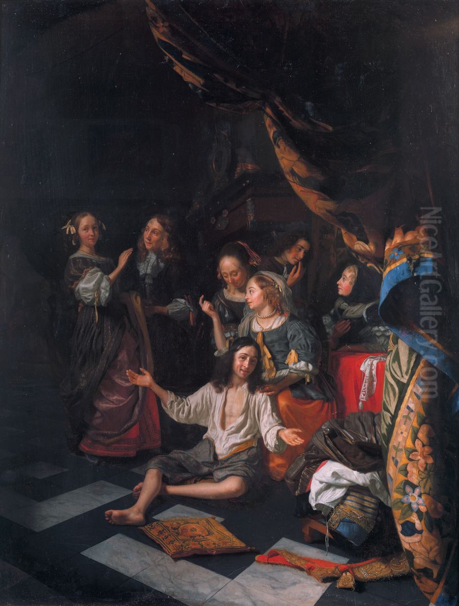 The Game of 'Lady, come into the Garden' Oil Painting by Godfried Schalcken