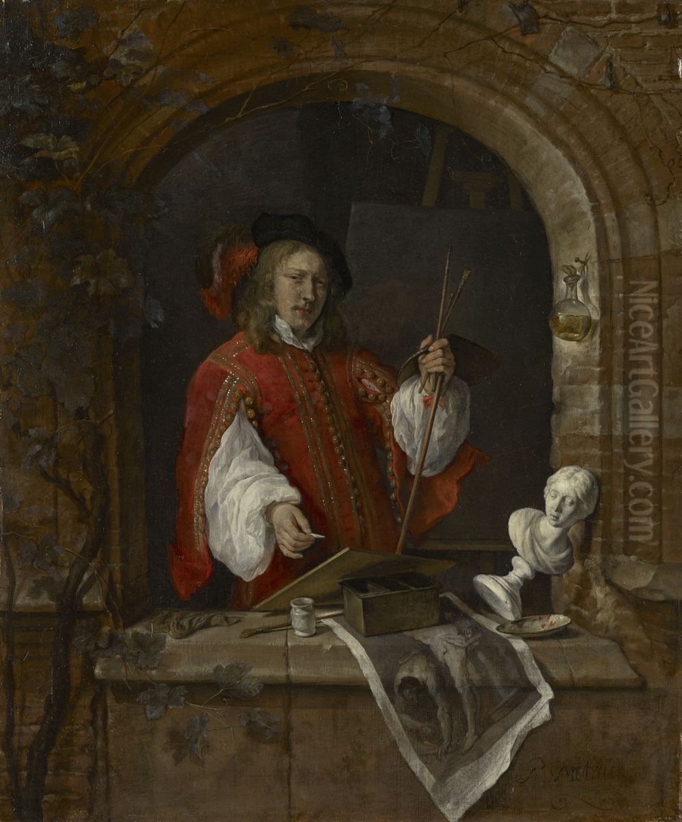 A Self-Portrait Oil Painting by Gabriel Metsu