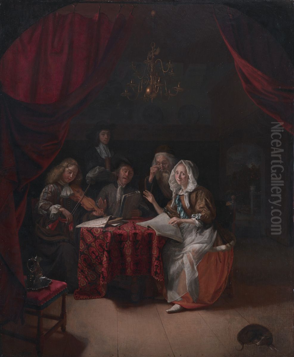 A Family Concert Oil Painting by Godfried Schalcken