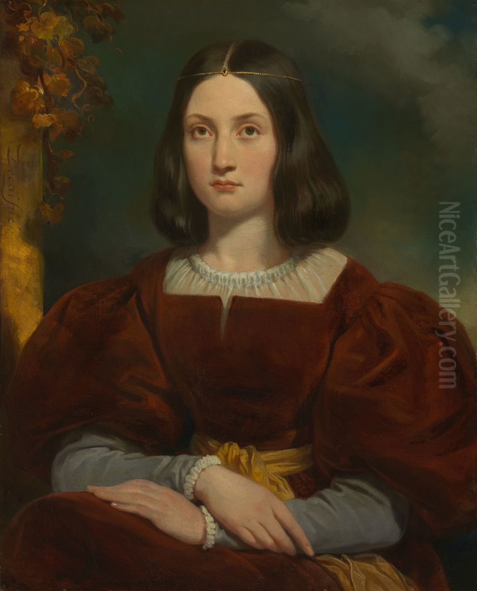 Portrait of a Lady in Renaissance Costume Oil Painting by Henri Decaisne