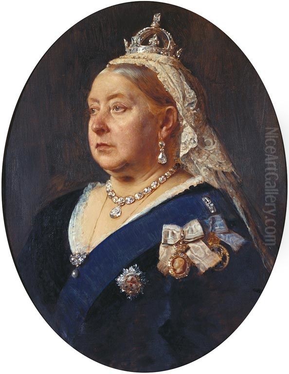 Queen Victoria (1819-1901) Oil Painting by Baron Heinrich von Angeli