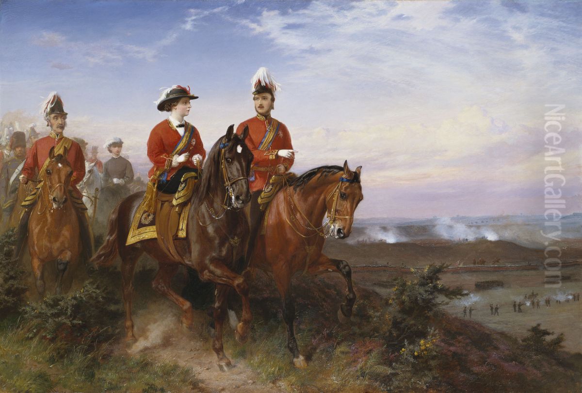 Queen Victoria and the Prince Consort at Aldershot, 9 July 1859 Oil Painting by George Housman Thomas