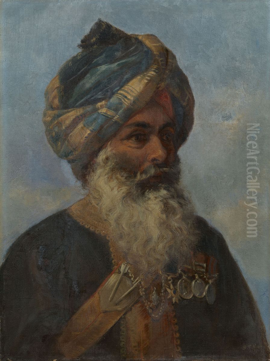 Risaldar Anoop Singh, Sirdar Bahadur, 11th Bengal Lancers Oil Painting by Sydney Prior Hall