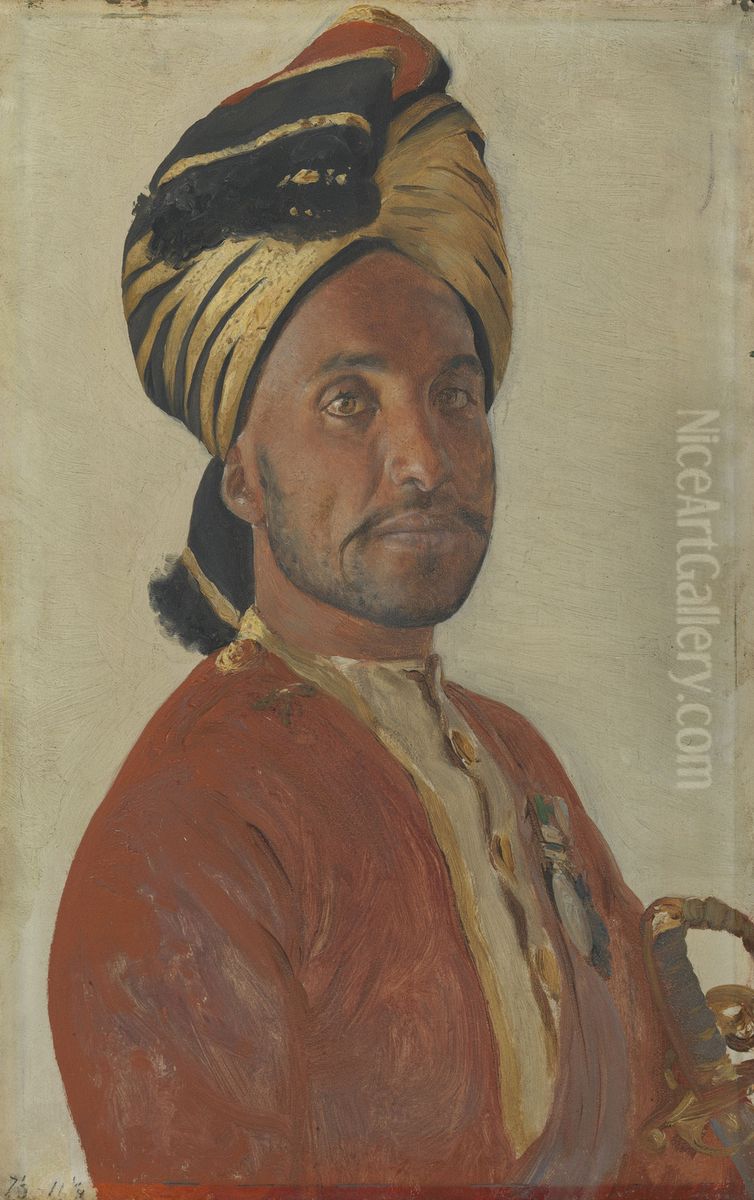 Ghulam Muhammad Khan Oil Painting by Rudolf Swoboda