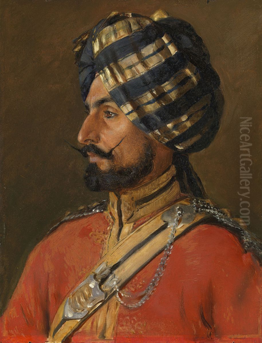 Risaldar-Major Sunayat Singh, Kashmir Lancers Oil Painting by Rudolf Swoboda