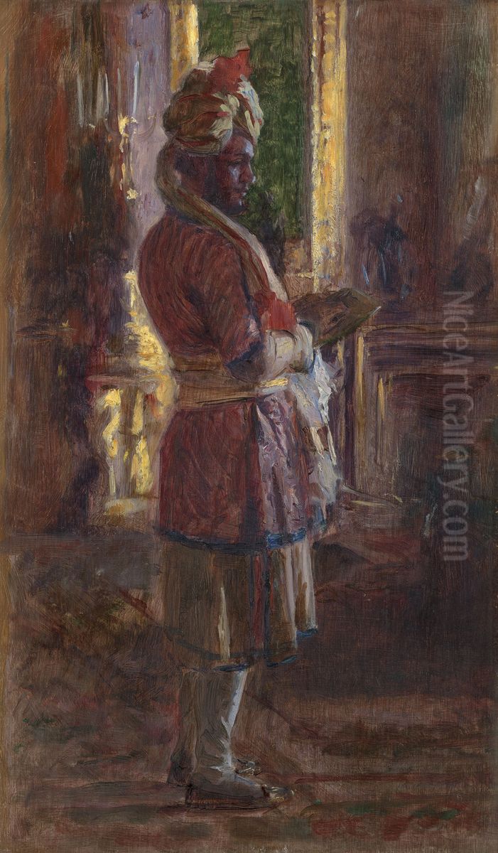 The Munshi Abdul Karim (1863-1909) Oil Painting by Laurits Tuxen