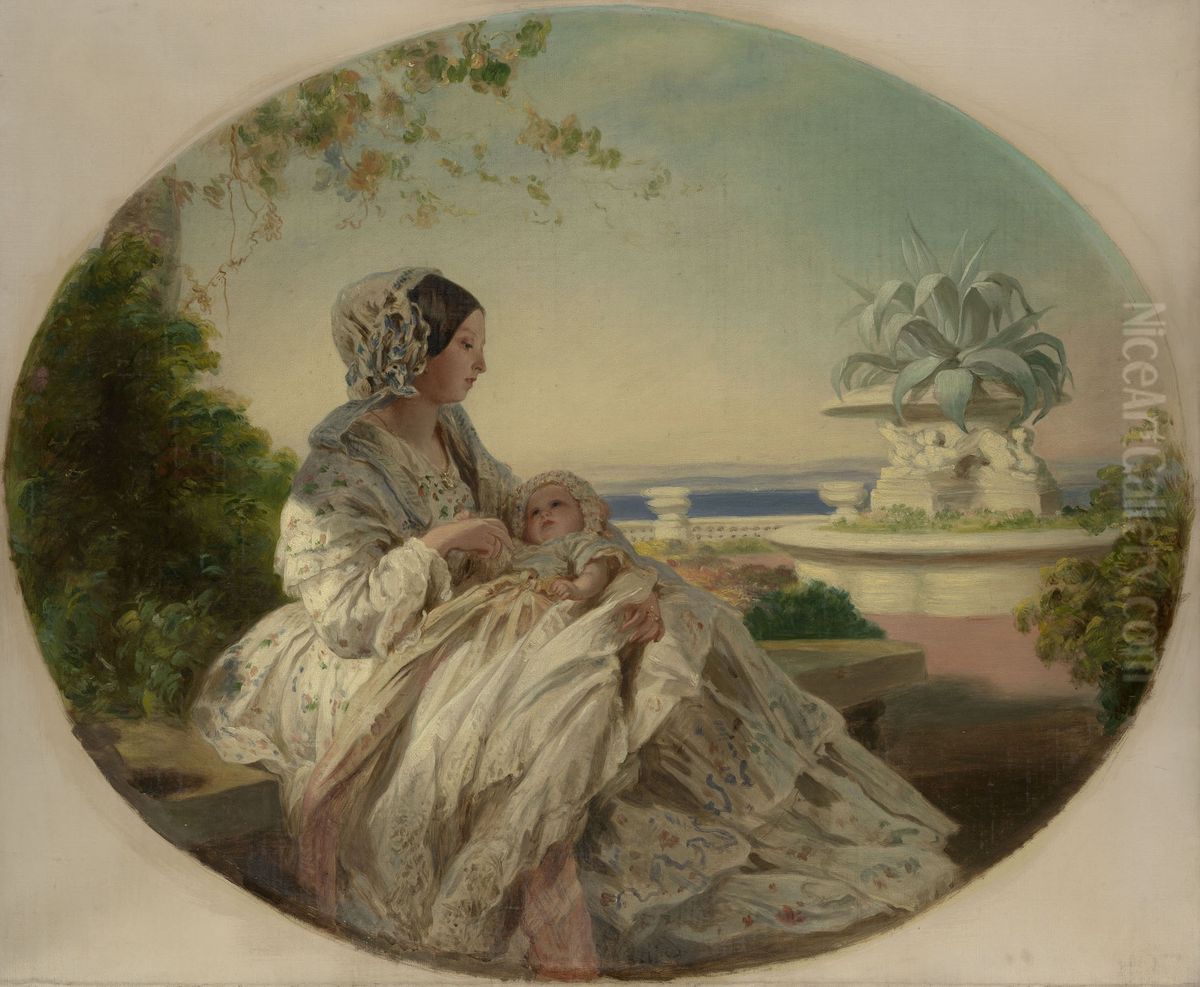 Queen Victoria (1819-1901) with Prince Arthur (1850-1942) Oil Painting by Frederick Richard Say