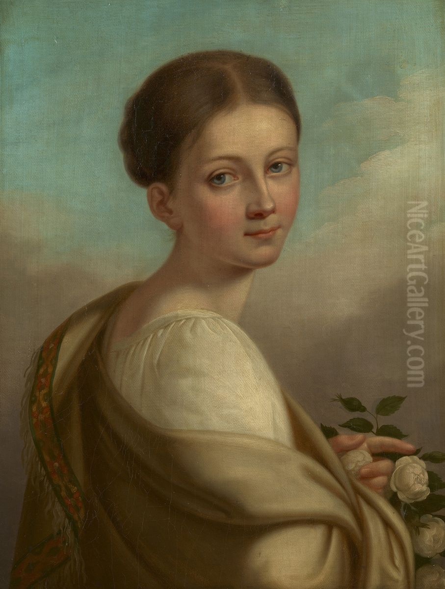 Princess Louise of Saxe-Gotha-Altenburg (1800-1831) Oil Painting by Paul Emil Jacobs