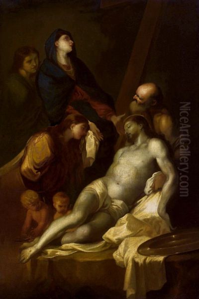 Descent from the Cross Oil Painting by Sebastien Bourdon
