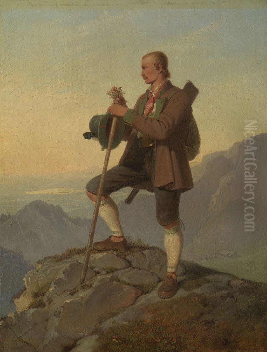 Tyrolese Jager Oil Painting by Philipp Foltz