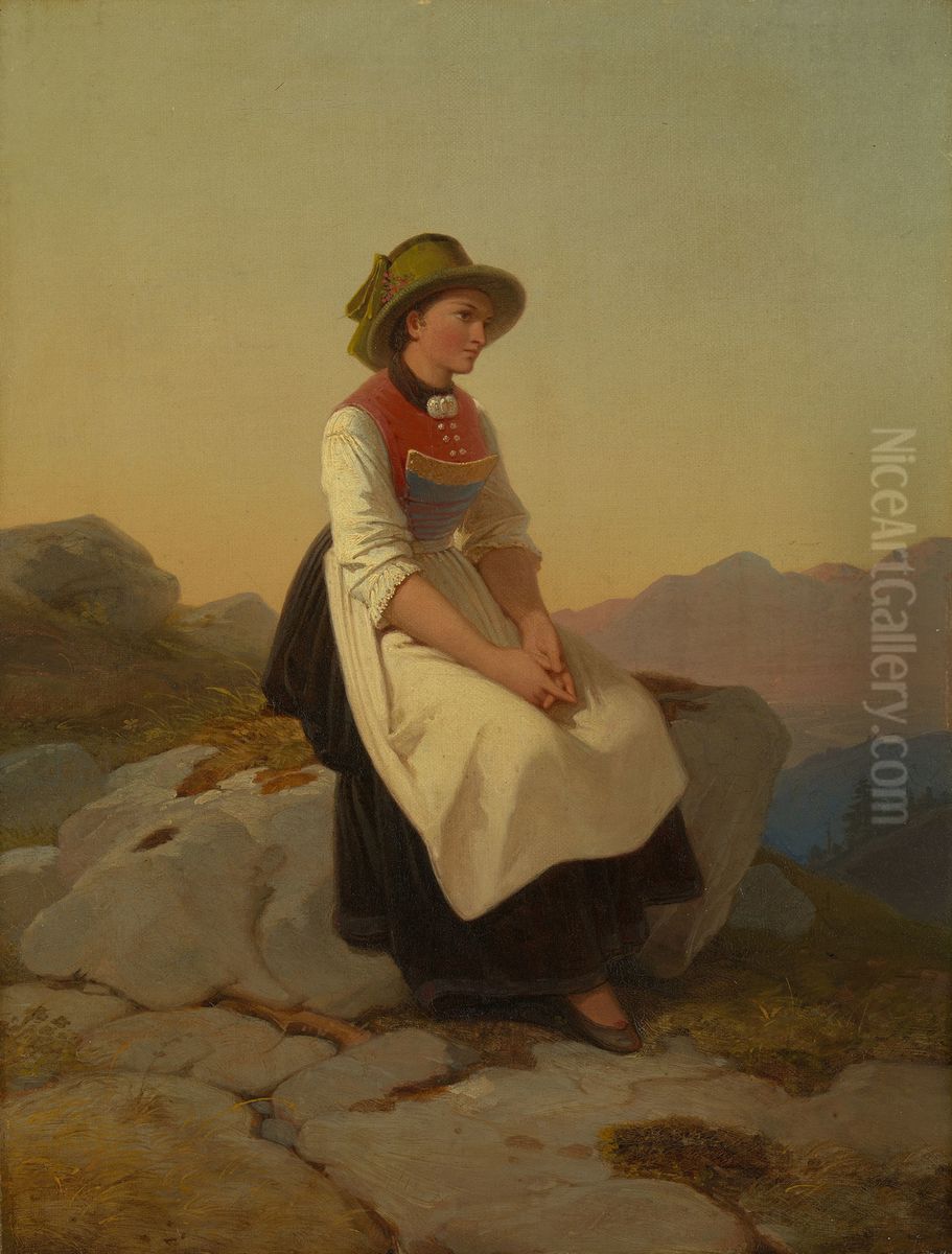 Tyrolese Woman Oil Painting by Philipp Foltz