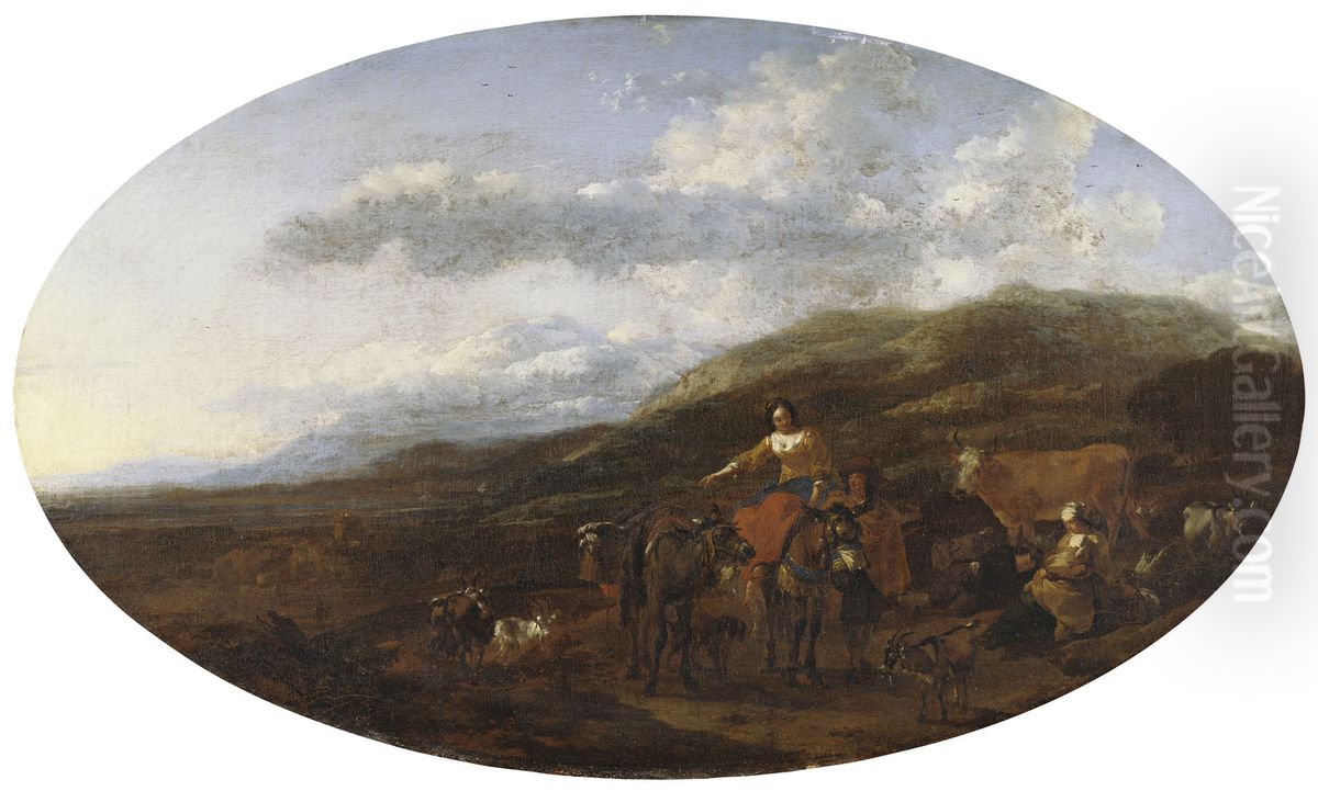 Gipsies and their Flocks Oil Painting by Nicolaes Pieterszoon Berchem