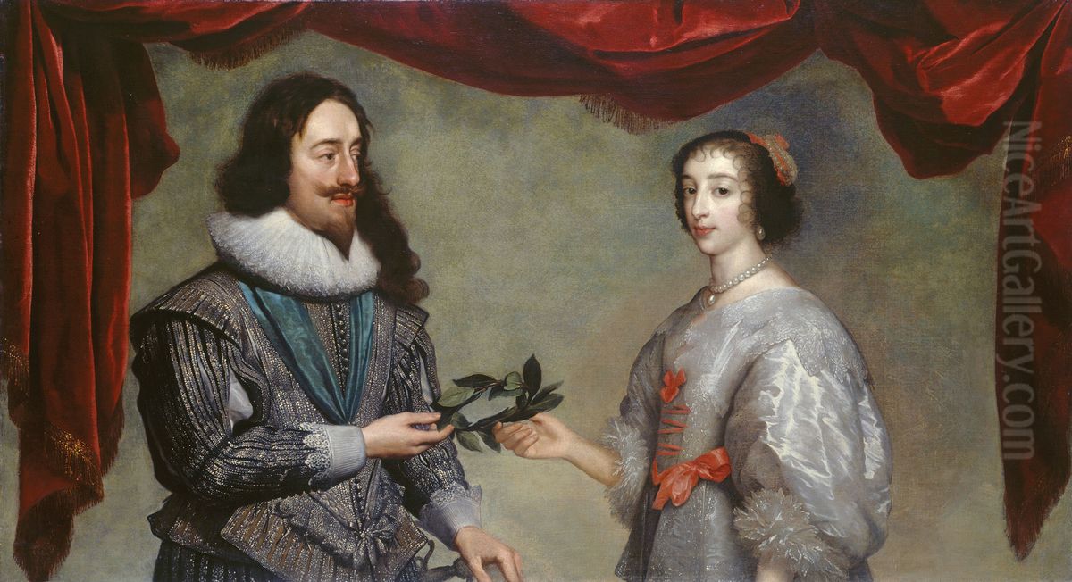 Charles I and Henrietta Maria Oil Painting by Daniel Mijtens
