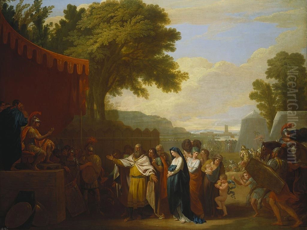 The Wife of Arminius brought captive to Germanicus Oil Painting by Benjamin West