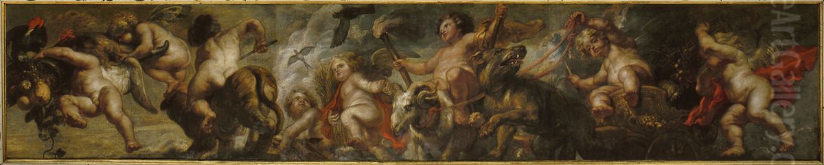 Procession of Cherubs Oil Painting by (studio of) Rubens, Peter Paul