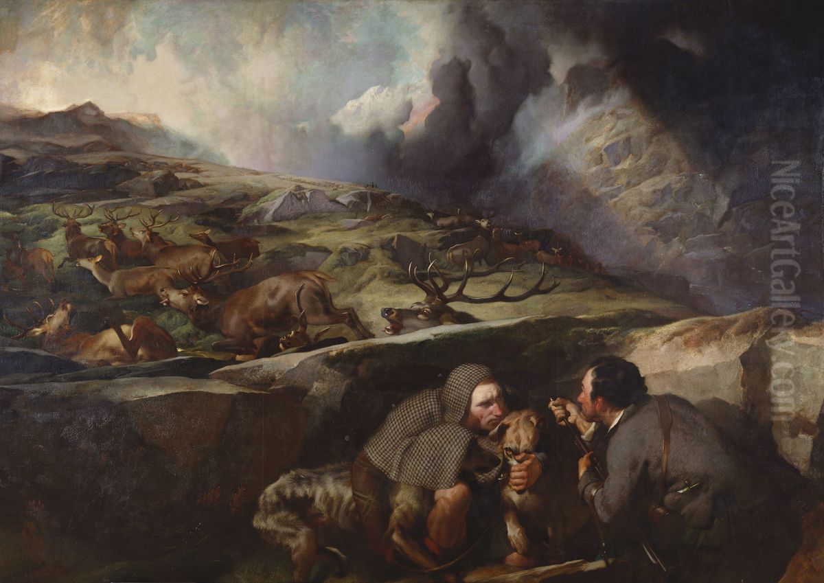 The Deer Drive Oil Painting by Charles Burton Barber