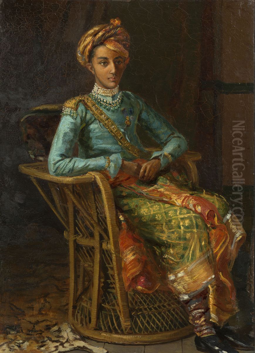 The Thakur Sahib of Limbdi (1859-1908) Oil Painting by Sydney Prior Hall