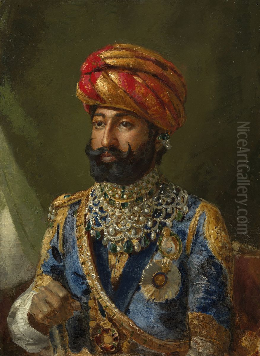 The Thakur Sahib of Morvi (1858-1922) Oil Painting by Sydney Prior Hall