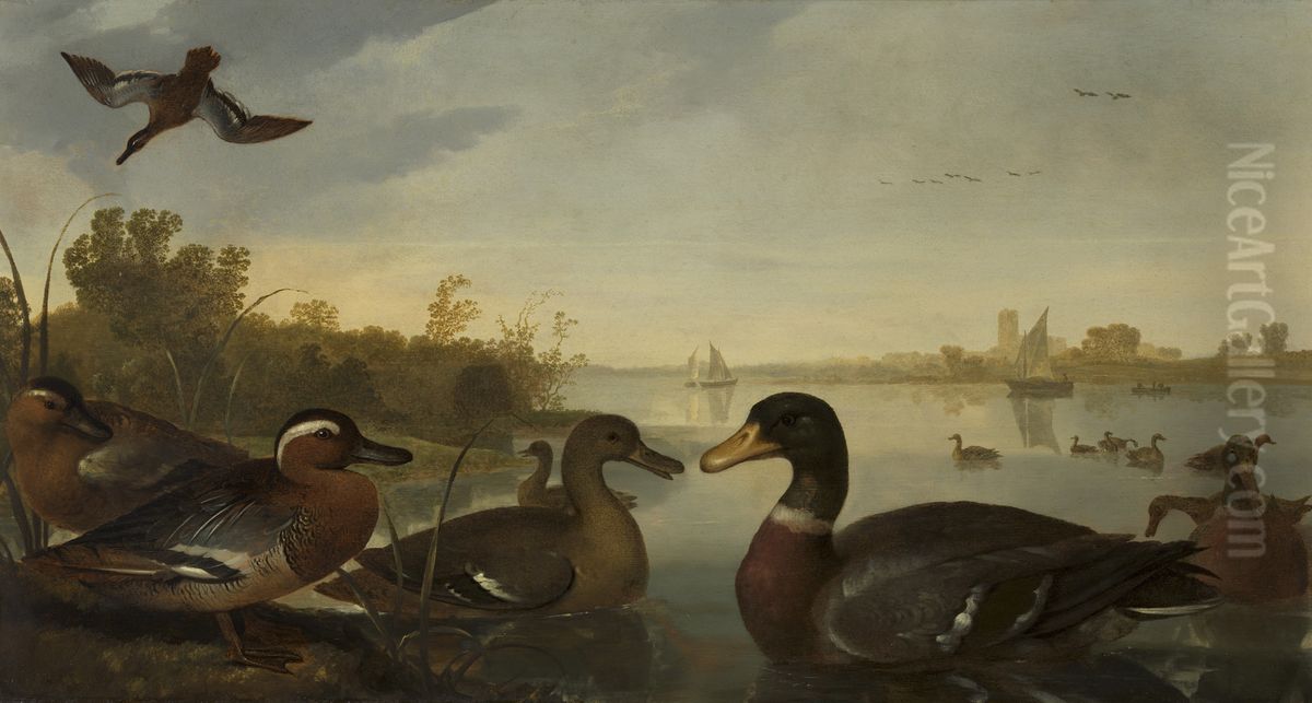 Ducks on the River Maas near Dordrecht Oil Painting by Aelbert Cuyp