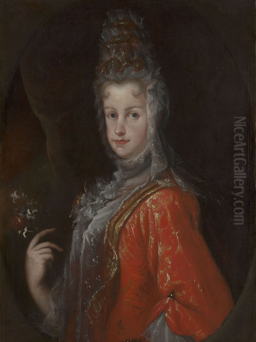 Maria Luisa Gabriela of Savoy, Queen Consort of Philip V of Spain (1688-1714) Oil Painting by Miguel Jacinto Melendez