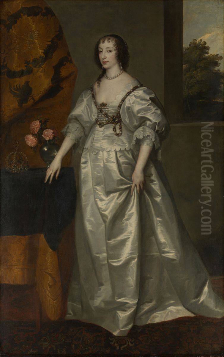 Henrietta Maria (1609-1669) Oil Painting by Sir Anthony Van Dyck