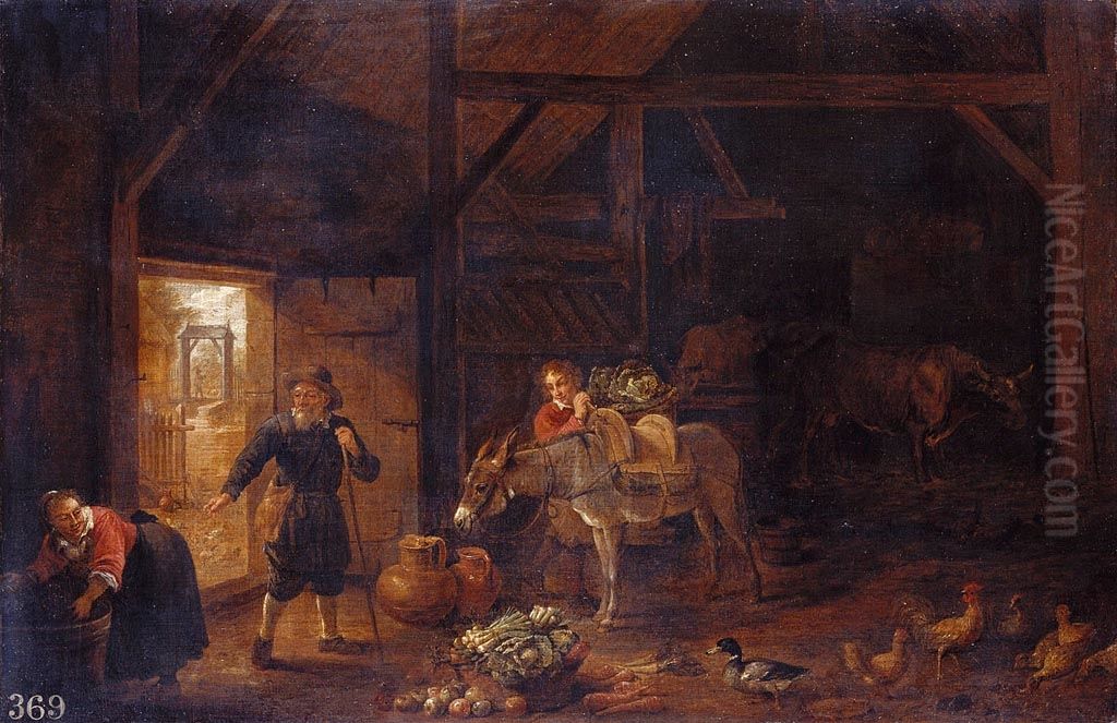 Interior of a Farmhouse Oil Painting by David Teniers the Younger