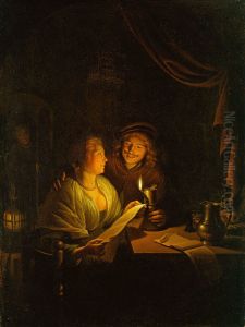 A Couple Reading by Candlelight