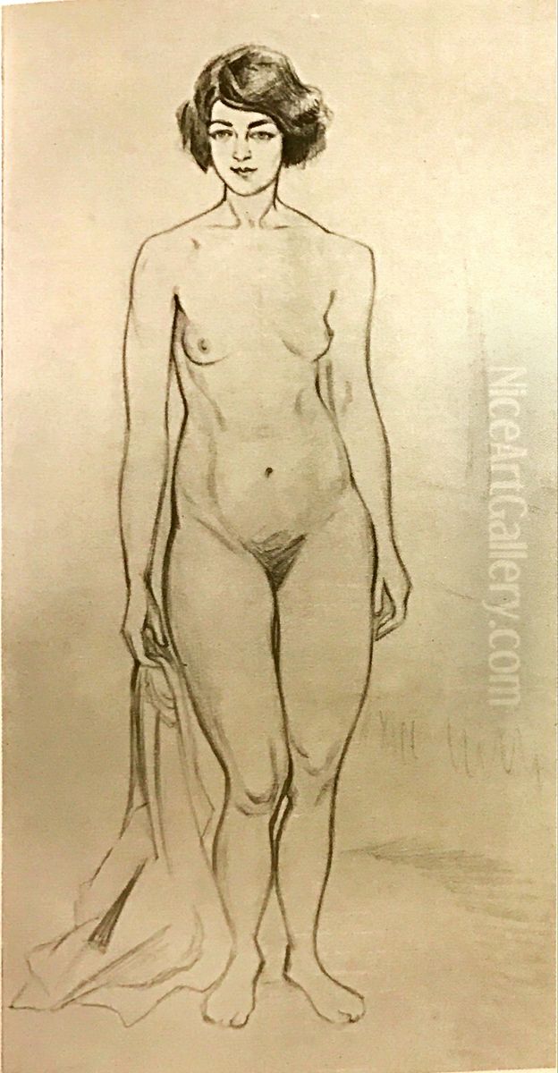 <<Avtoportret (obnazennaa)>> Oil Painting by Olga Rozanova