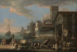 A Capriccio View with a Shipyard