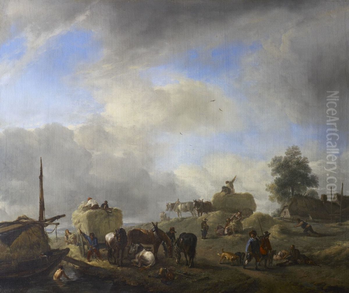 The Hayfield Oil Painting by Philips Wouwerman