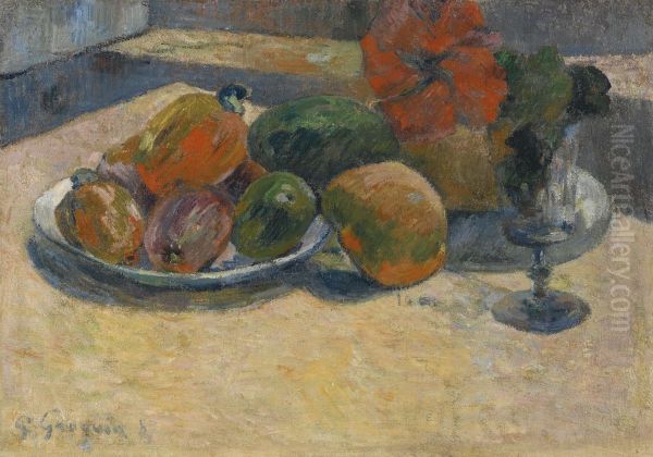 Still Life with Mangoes and a Hibiscus Flower Oil Painting by Paul Gauguin
