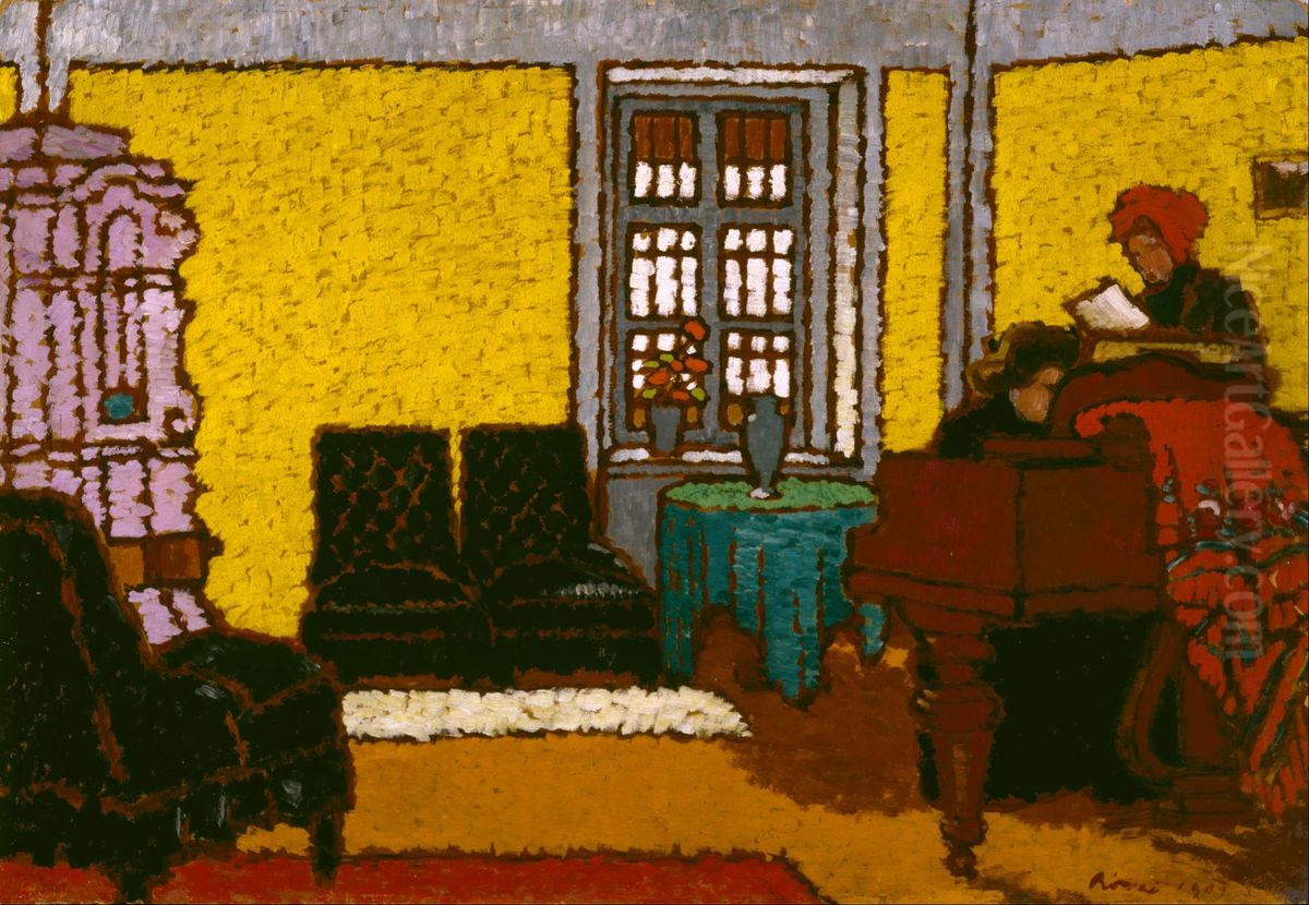 Interior Oil Painting by Jozsef Rippl-Ronai